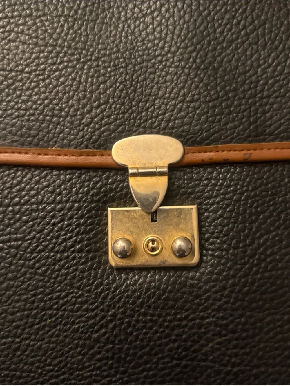 Vintage Dooney & Bourke Vintage Black AWL Leather Briefcase British Tan Trim